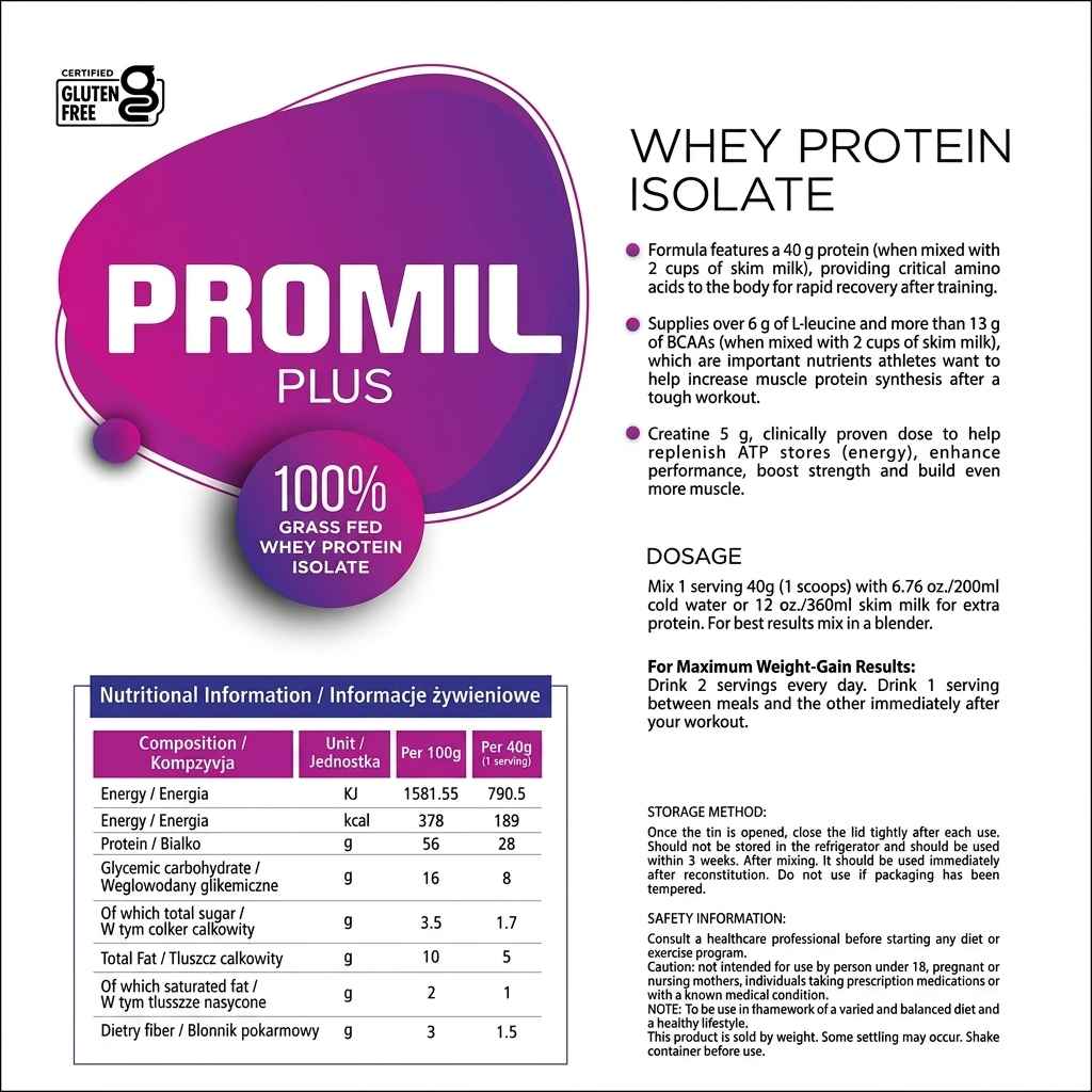 Promil Plus 500g 100% Grass-Fed Whey Protein