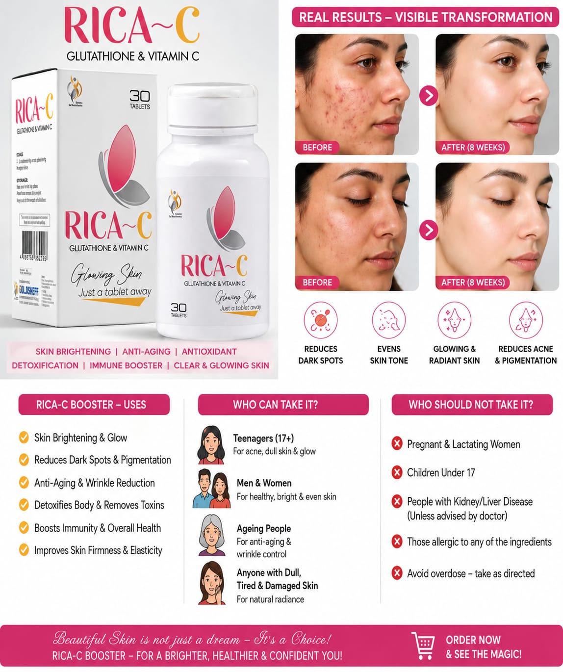 Rica-C Glutathione Tablet NutriGlow Rica-C Glutathione Tablet NutriGlow